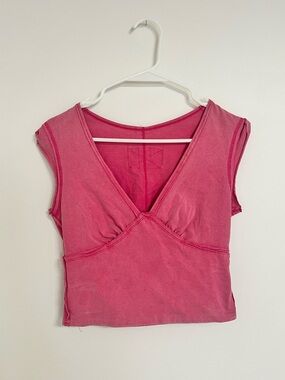 SHEIN Pink Sleeveless V-Neck Crop Top